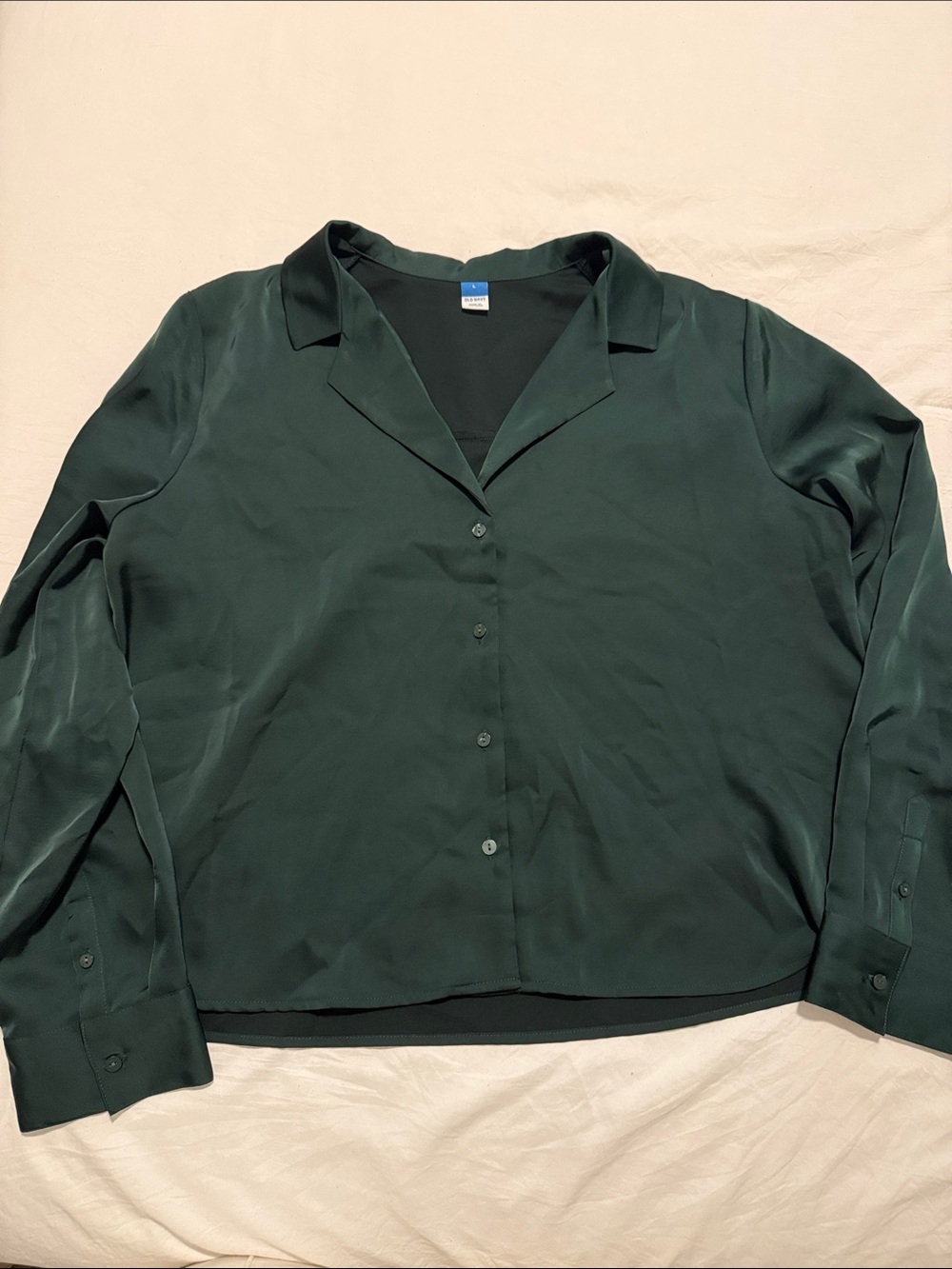 Old Navy Dark Green Satin Button-Down Women's Shirt